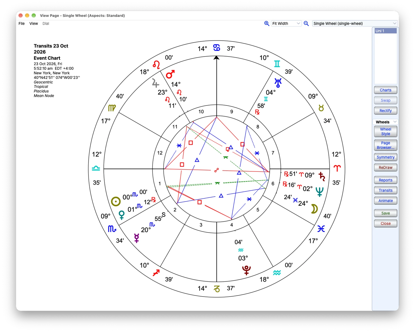 Solar Fire X: Single chart wheel
