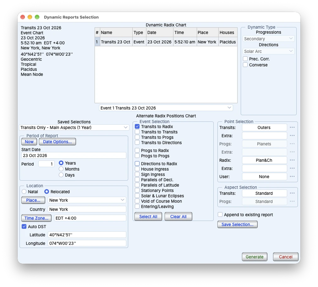 Solar Fire X: Dynamic report builder