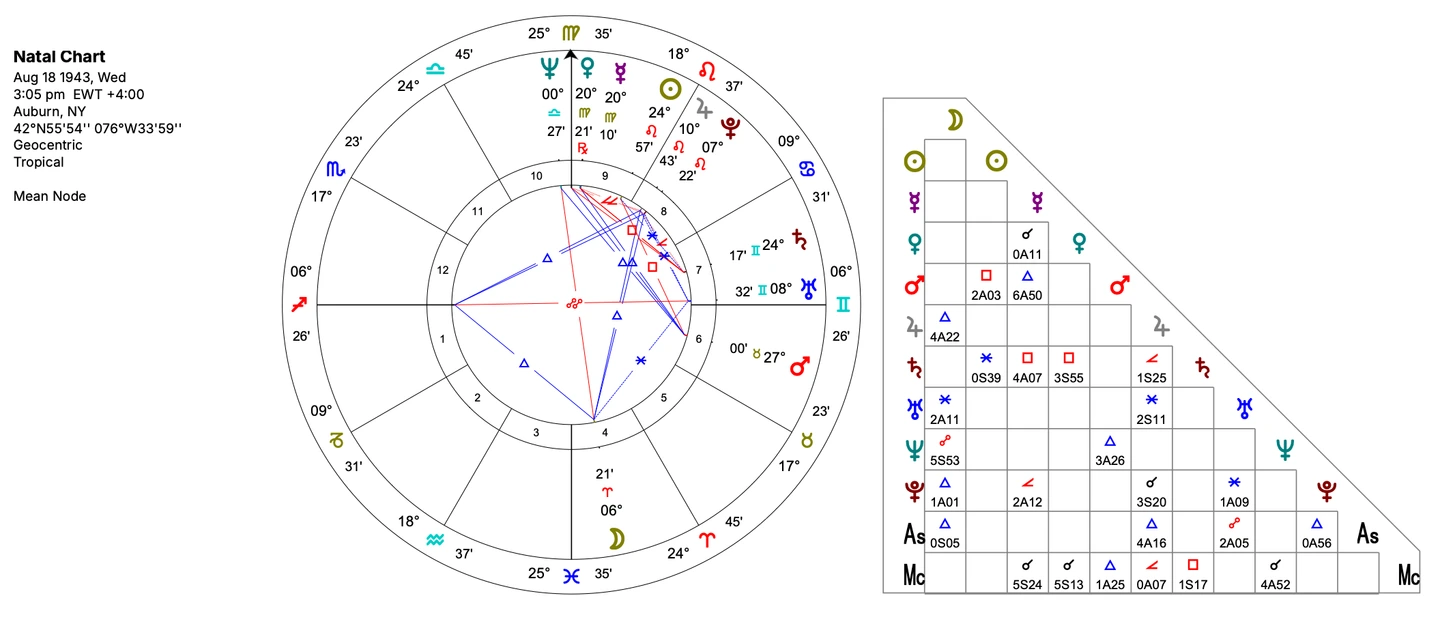 Wheel and aspect grid in Solar Fire X